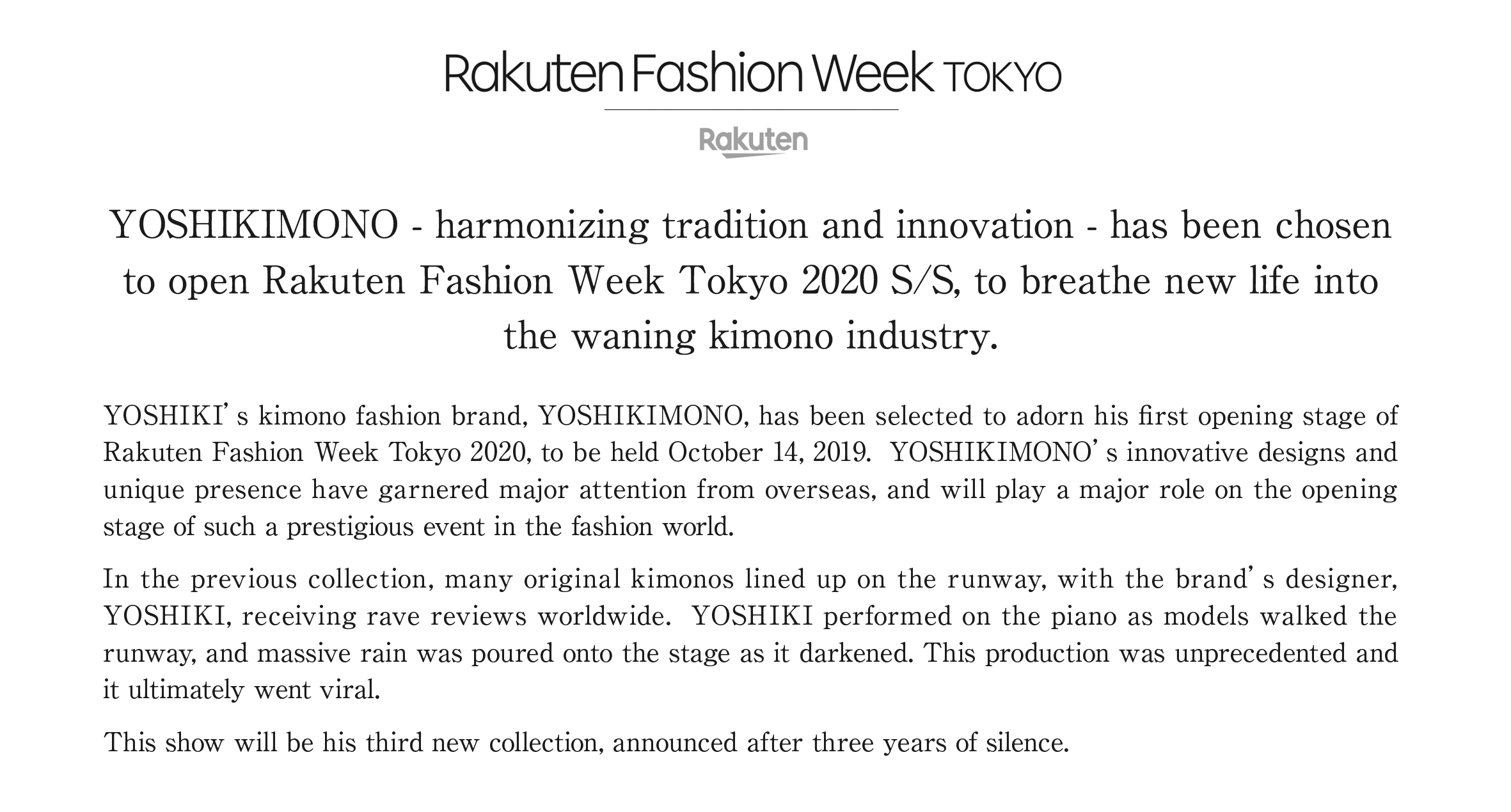 Rakuten Fashion Week Tokyo